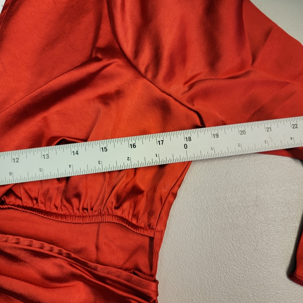 The Drop Women's Violeta Cutout Silky‎ Maxi Dress Flame Red Size M - Picture 4 of 5